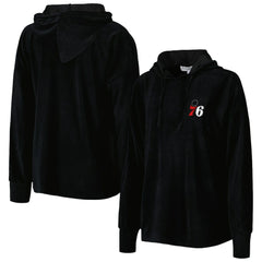 NBA - Philadelphia 76ers Touch Women's End Line Velour Pullover Hoodie - Black