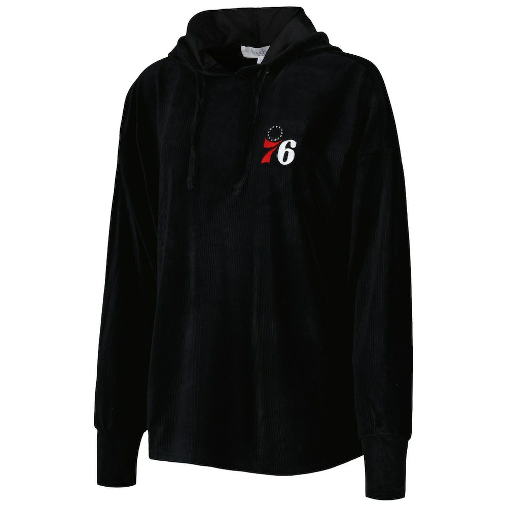 NBA - Philadelphia 76ers Touch Women's End Line Velour Pullover Hoodie - Black