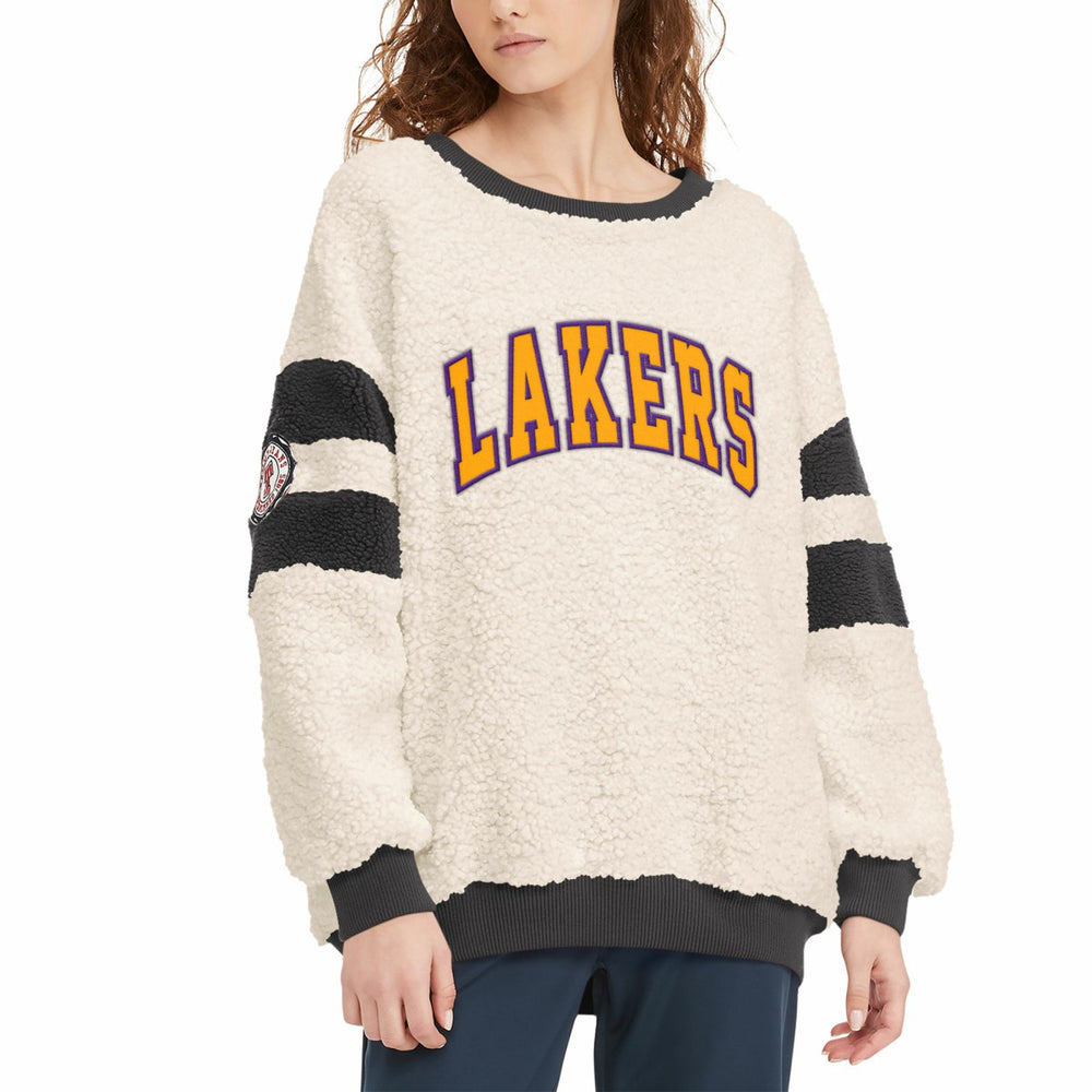 NBA - Los Angeles Lakers Tommy Jeans Women's Mindy Sherpa Pullover Sweatshirt - Oatmeal/Black