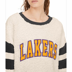 NBA - Los Angeles Lakers Tommy Jeans Women's Mindy Sherpa Pullover Sweatshirt - Oatmeal/Black