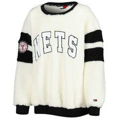 NBA - Brooklyn Nets Tommy Jeans Women's Mindy Sherpa Pullover Sweatshirt - Oatmeal/Black