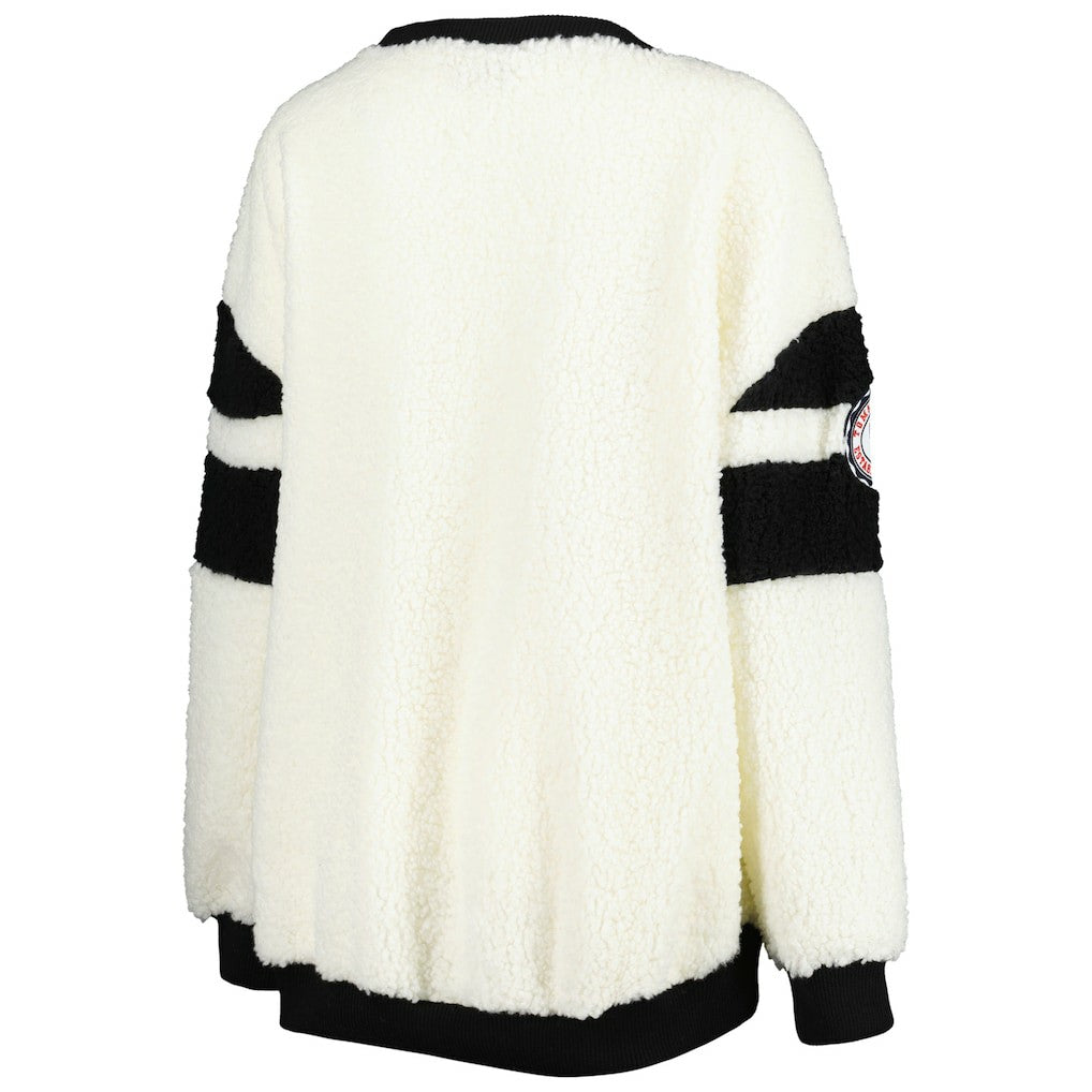 NBA - Brooklyn Nets Tommy Jeans Women's Mindy Sherpa Pullover Sweatshirt - Oatmeal/Black