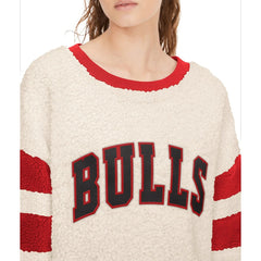 NBA - Chicago Bulls Tommy Jeans Women's Mindy Sherpa Pullover Sweatshirt - Oatmeal/Red
