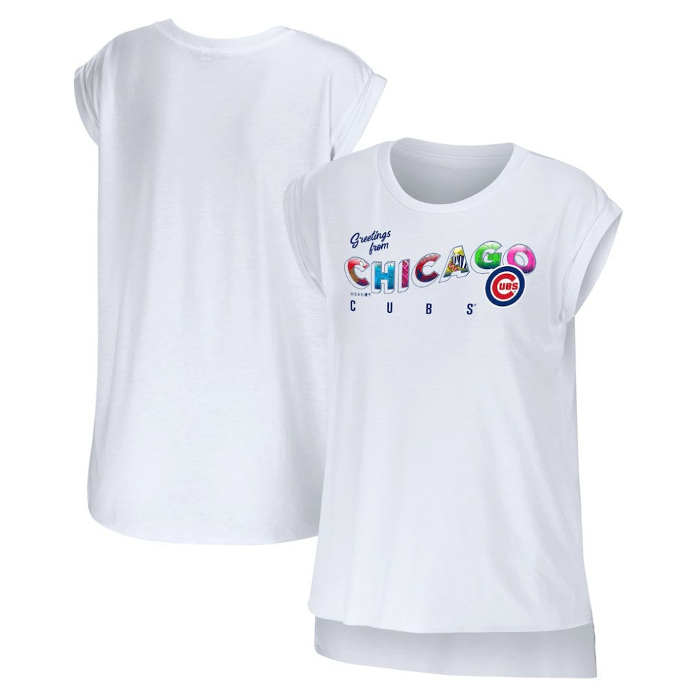 Chicago Cubs WEAR by Erin Andrews Women's Greetings From T-Shirt Online