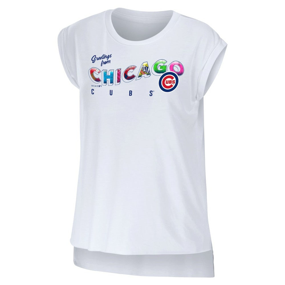 Chicago Cubs WEAR by Erin Andrews Women's Greetings From T-Shirt Online