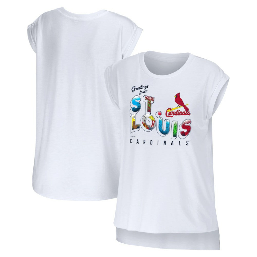 St. Louis Cardinals WEAR by Erin Andrews Women's Greetings From T-Shirt discount