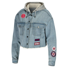 Washington Nationals WEAR by Erin Andrews Women's Hooded Button-Up Denim Jacket for sale