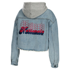 Washington Nationals WEAR by Erin Andrews Women's Hooded Button-Up Denim Jacket for sale