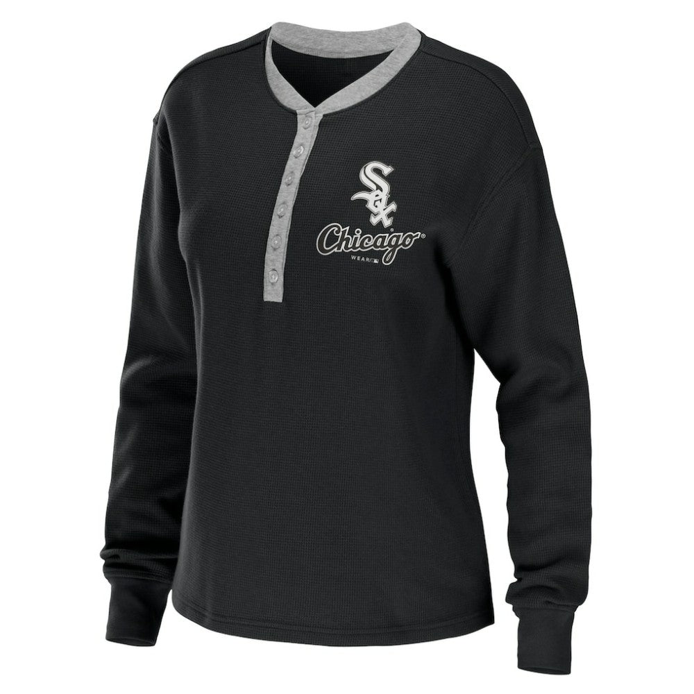 Chicago White Sox WEAR by Erin Andrews Women's Waffle Henley Long Sleeve T-Shirt for sale