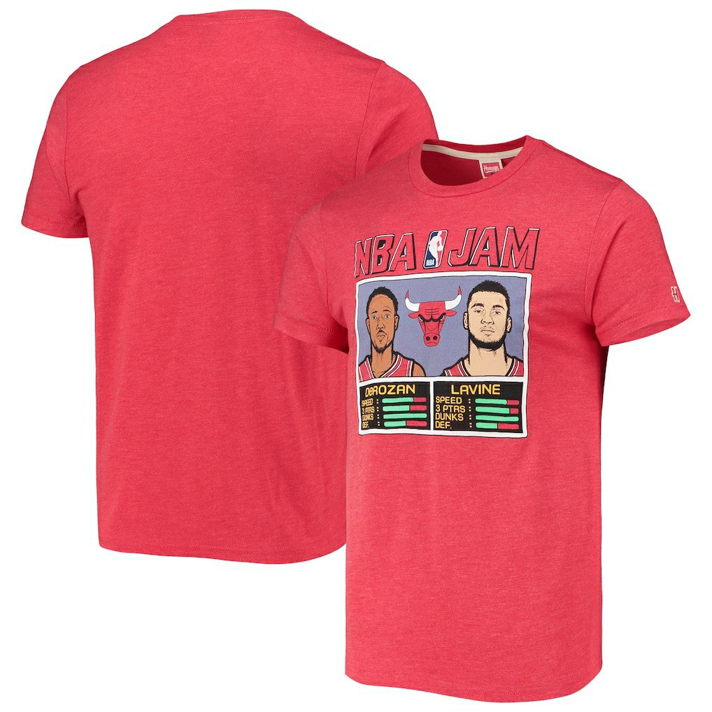 NBA - DeMar DeRozan/Zach LaVine Chicago Bulls Homage NBA Jam Tri-Blend T-Shirt - Heathered Red