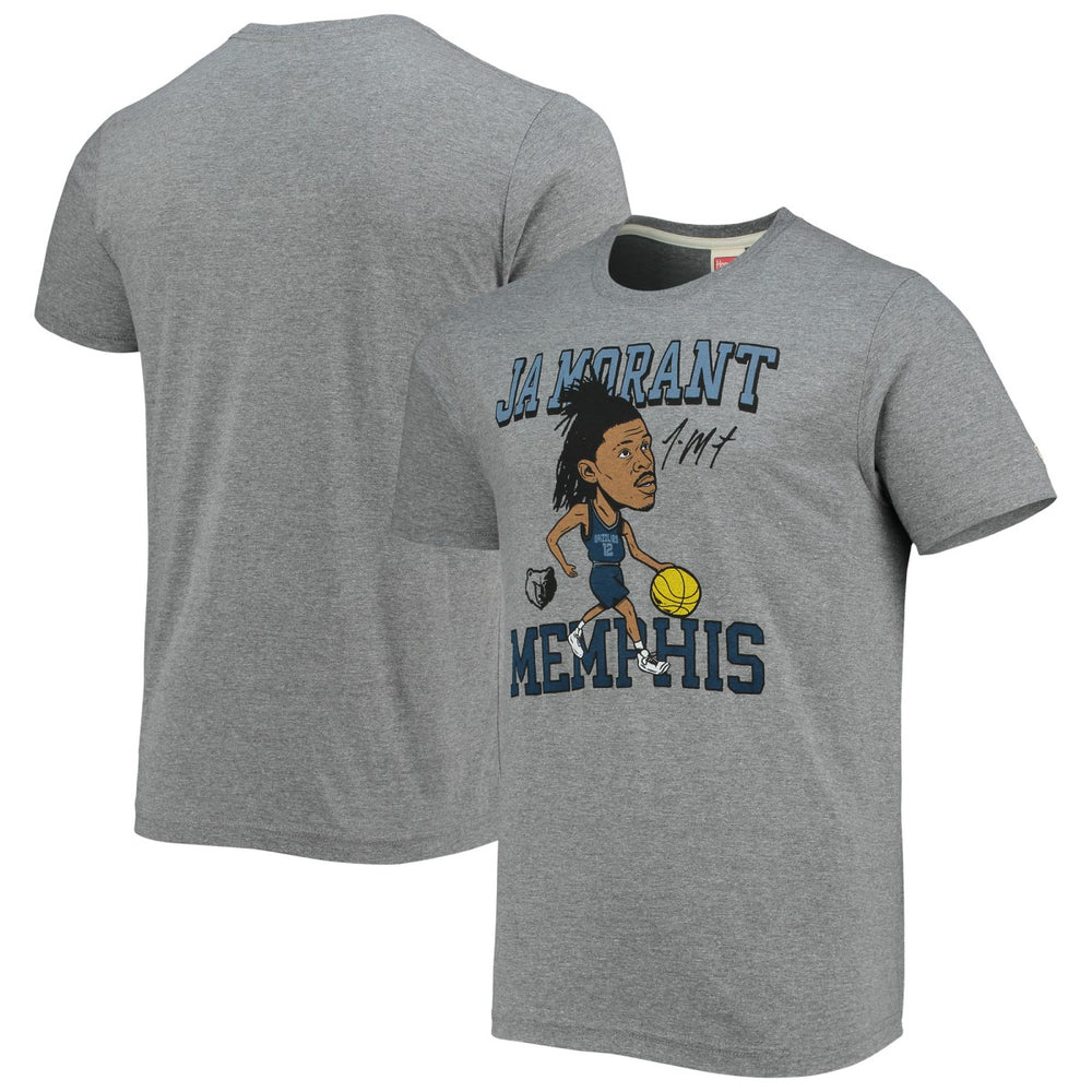 NBA - Ja Morant Memphis Grizzlies Homage Caricature Tri-Blend T-Shirt - Heathered Gray