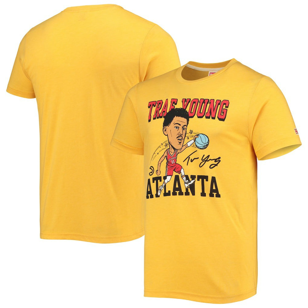 NBA - Trae Young Atlanta Hawks Homage Caricature Tri-Blend T-Shirt - Gold