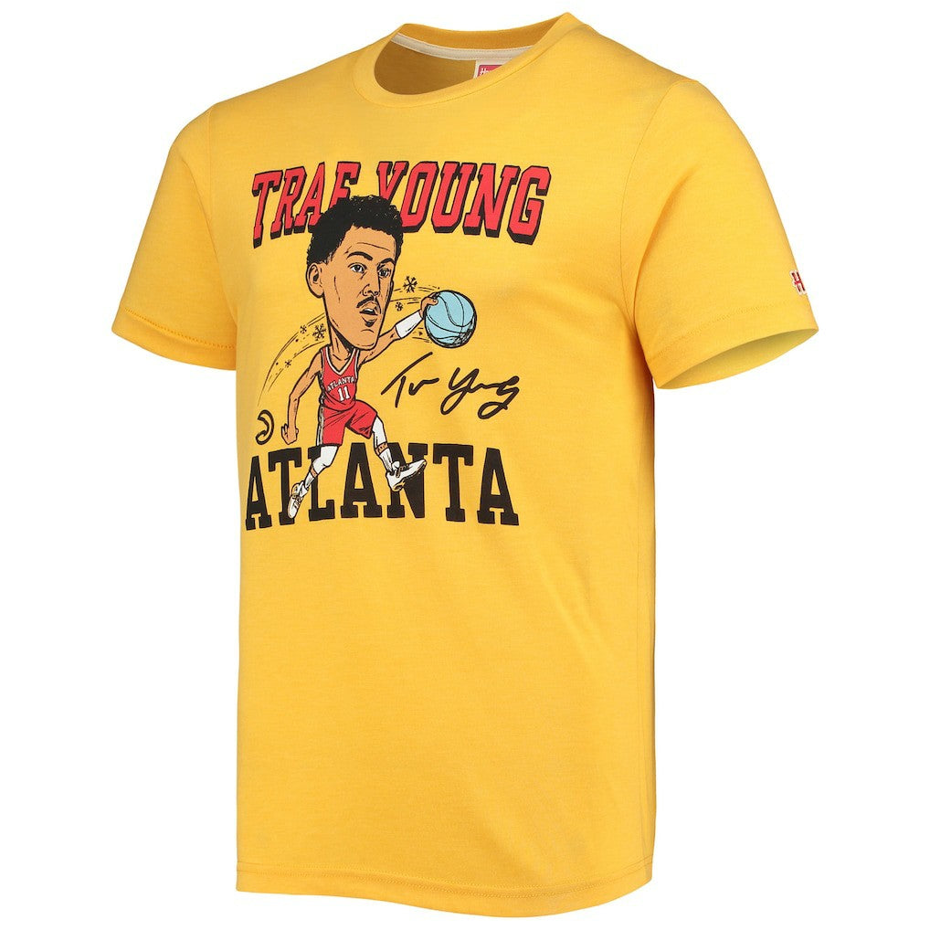 NBA - Trae Young Atlanta Hawks Homage Caricature Tri-Blend T-Shirt - Gold