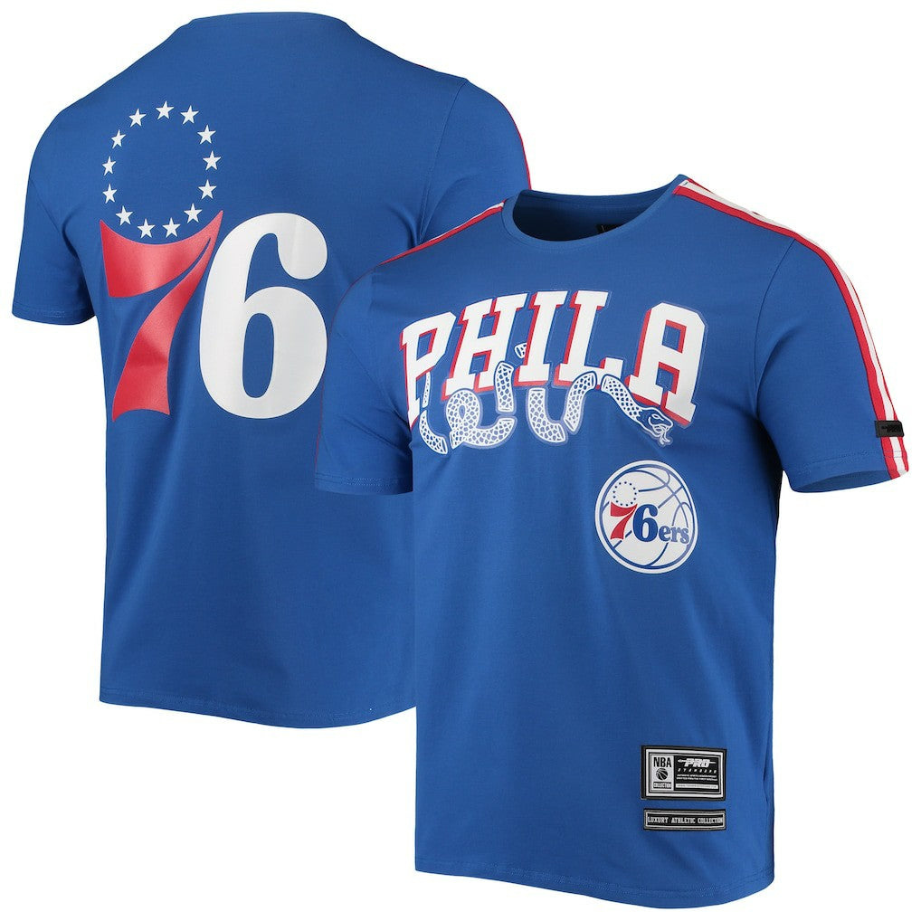 NBA - Philadelphia 76ers Pro Standard Men's Mesh Capsule Taping T-Shirt - Royal/Red