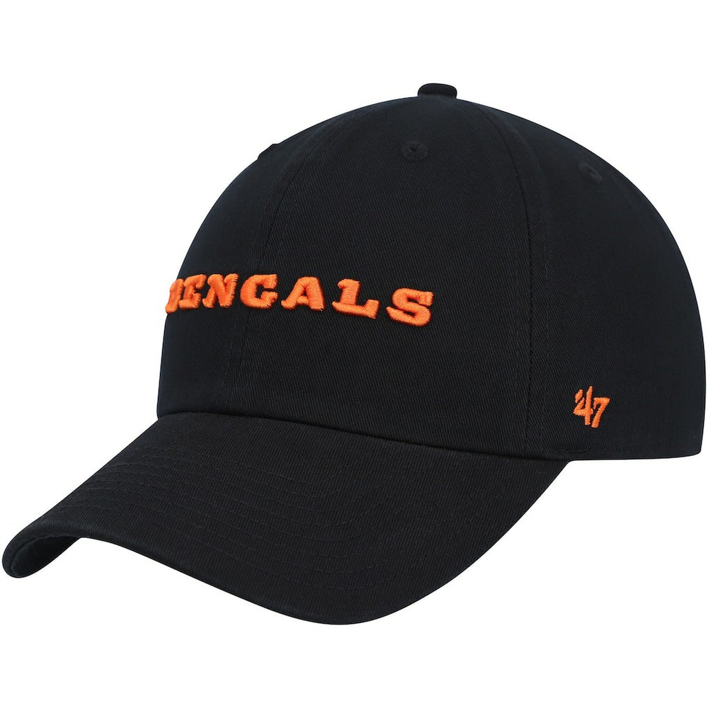 Cincinnati Bengals '47 Clean Up Script Adjustable Hat Black - 47 brand