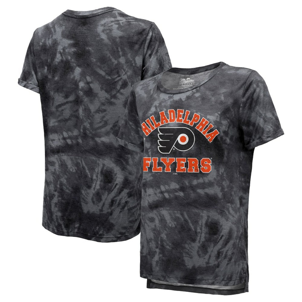 Philadelphia Flyers - Majestic Threads Women's Boyfriend Tie-Dye Tri-Blend T-Shirt Black