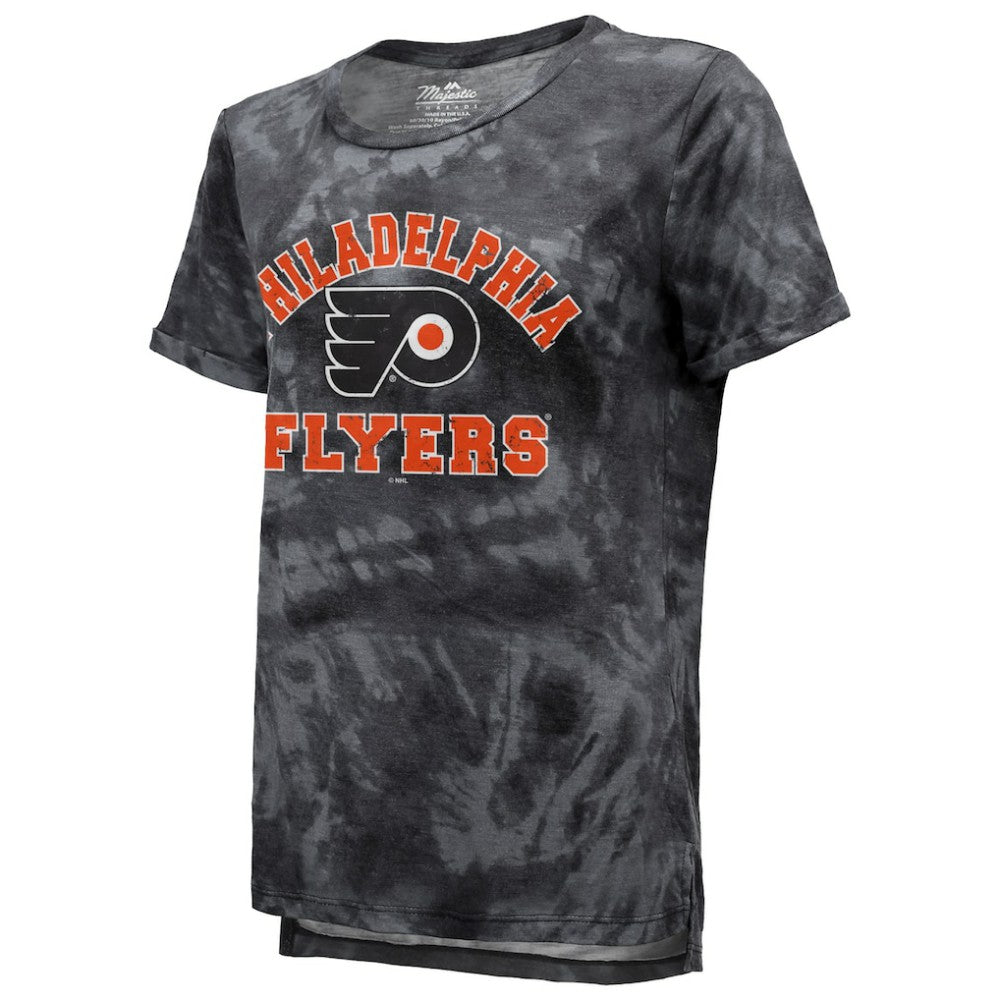 Philadelphia Flyers - Majestic Threads Women's Boyfriend Tie-Dye Tri-Blend T-Shirt Black