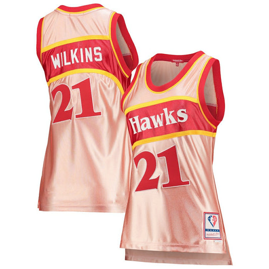 Dominique Wilkins Atlanta Hawks Women's 75th Anniversary Rose Gold 1986 Swingman Jersey - Pink | NBA Jerseys