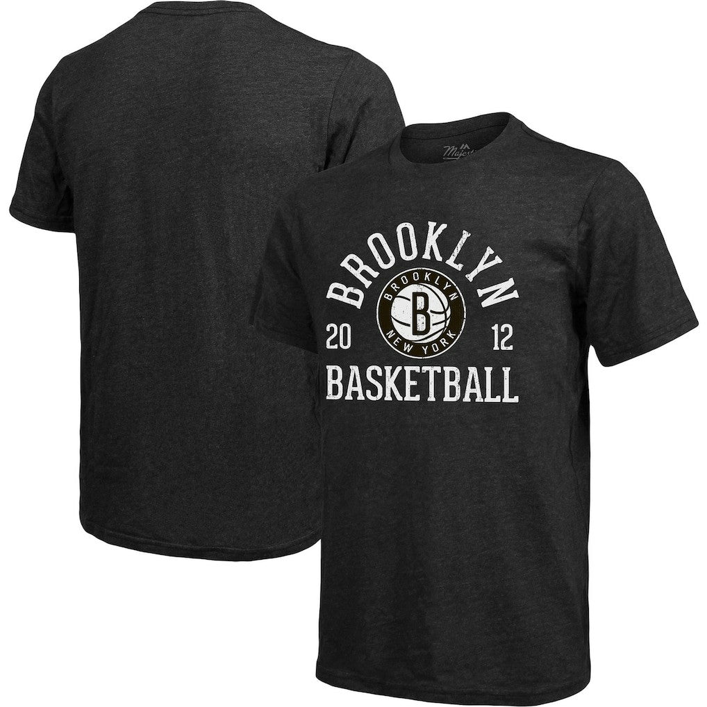 NBA - Brooklyn Nets Majestic Threads Ball Hog Tri-Blend T-Shirt - Heathered Black
