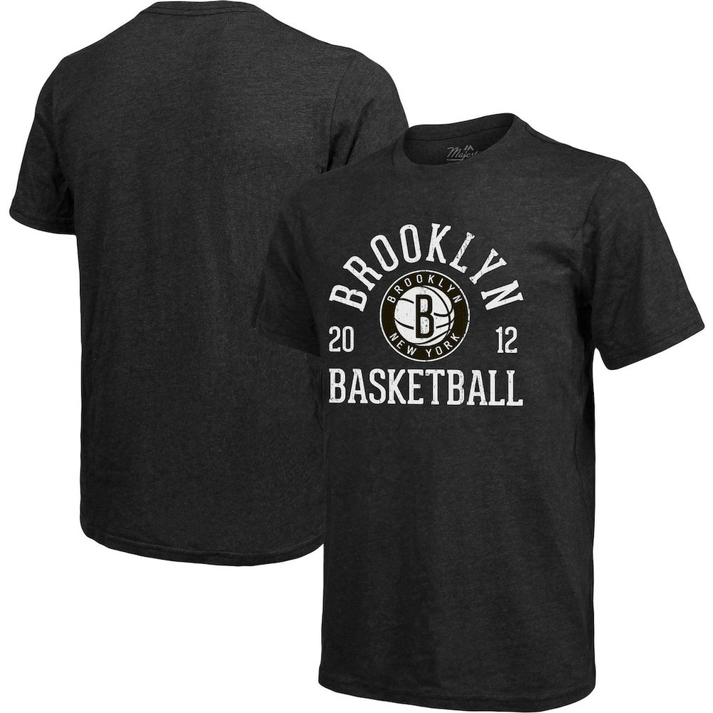 NBA - Brooklyn Nets Majestic Threads Ball Hog Tri-Blend T-Shirt - Heathered Black