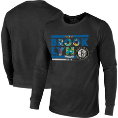NBA - Brooklyn Nets Majestic Threads City and State Tri-Blend Long Sleeve T-Shirt - Black