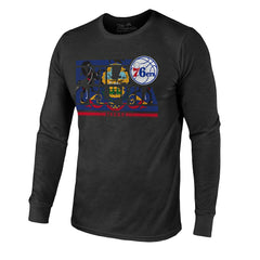 NBA - Philadelphia 76ers Majestic Threads City and State Tri-Blend Long Sleeve T-Shirt - Black
