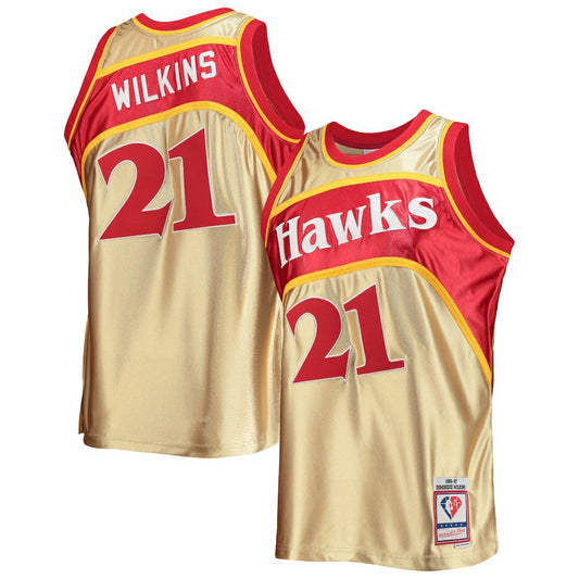 Dominique Wilkins Atlanta Hawks 75th Anniversary 1986/87 Hardwood Classics Swingman Jersey - Gold | NBA Jerseys