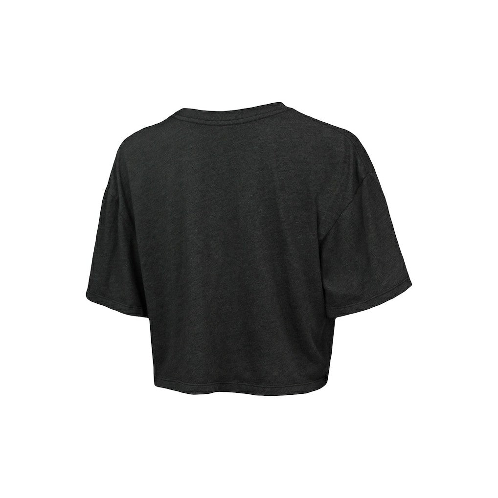 NBA - Brooklyn Nets Majestic Threads Women's Bank Shot Cropped T-Shirt - Charcoal