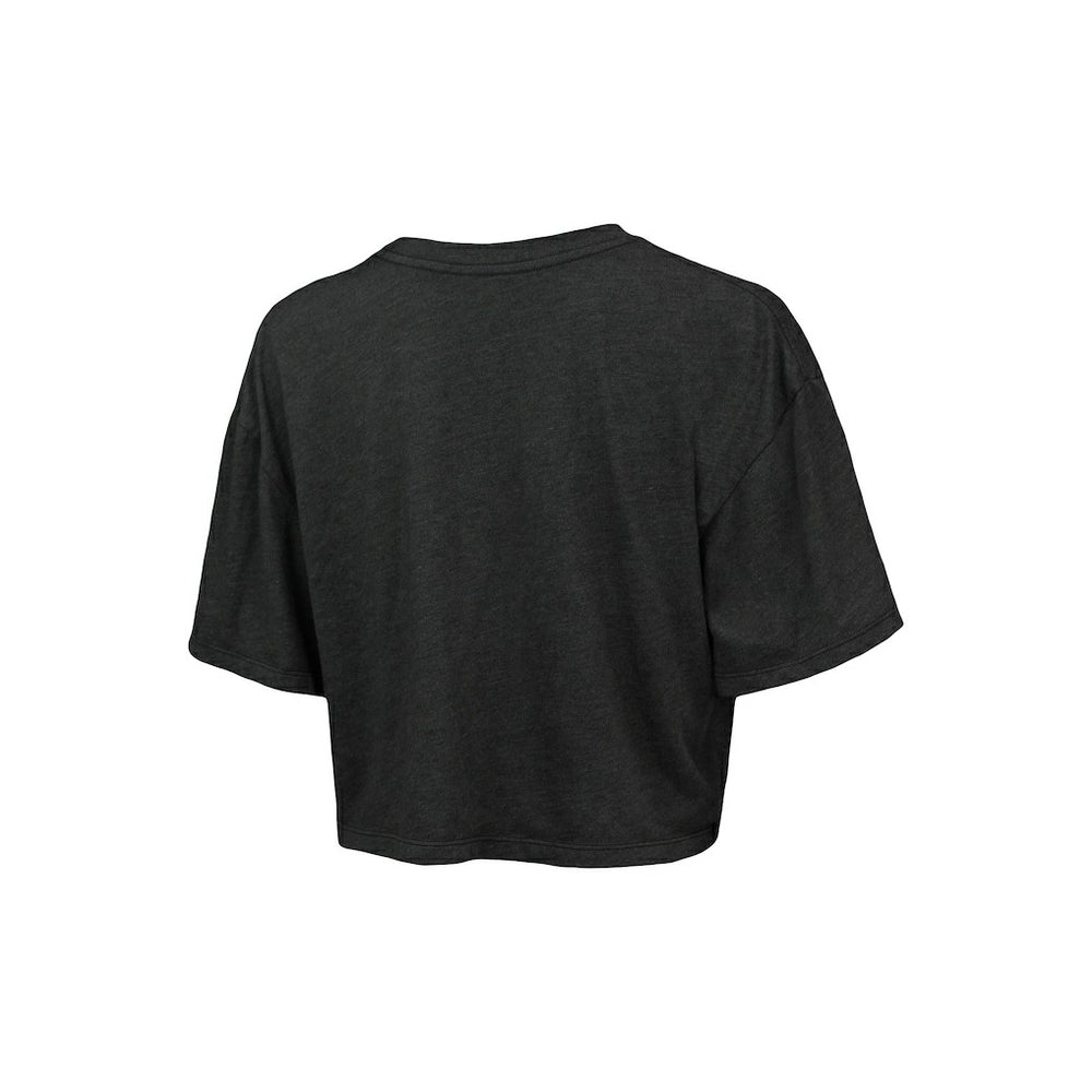 NBA - Brooklyn Nets Majestic Threads Women's Bank Shot Cropped T-Shirt - Charcoal