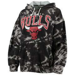 NBA - Chicago Bulls Majestic Threads Women's Burble Tie-Dye Tri-Blend Pullover Hoodie - Black