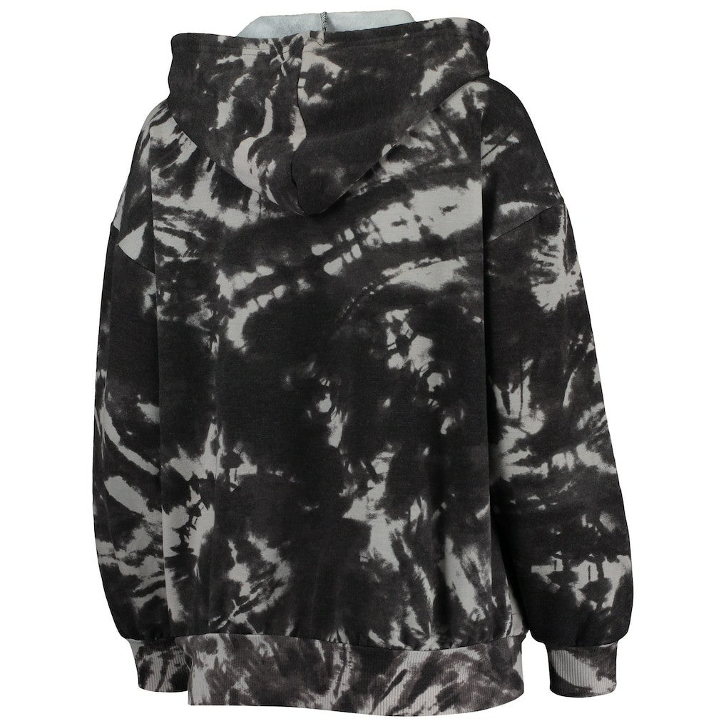 NBA - Chicago Bulls Majestic Threads Women's Burble Tie-Dye Tri-Blend Pullover Hoodie - Black