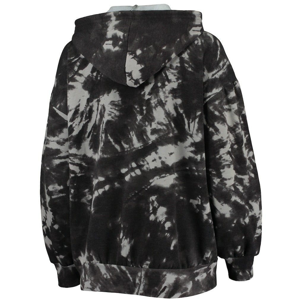 NBA - Philadelphia 76ers Majestic Threads Women's Burble Tie-Dye Tri-Blend Pullover Hoodie - Black