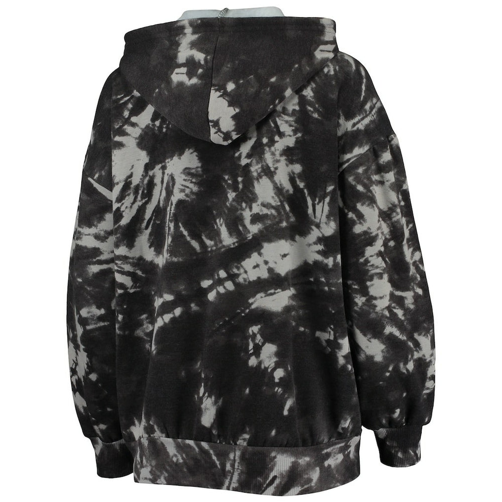 NBA - Philadelphia 76ers Majestic Threads Women's Burble Tie-Dye Tri-Blend Pullover Hoodie - Black