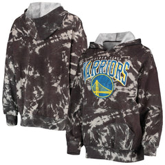NBA - Golden State Warriors Majestic Threads Women's Burble Tie-Dye Tri-Blend Pullover Hoodie - Black
