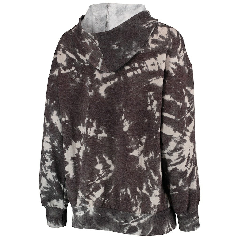 NBA - Golden State Warriors Majestic Threads Women's Burble Tie-Dye Tri-Blend Pullover Hoodie - Black