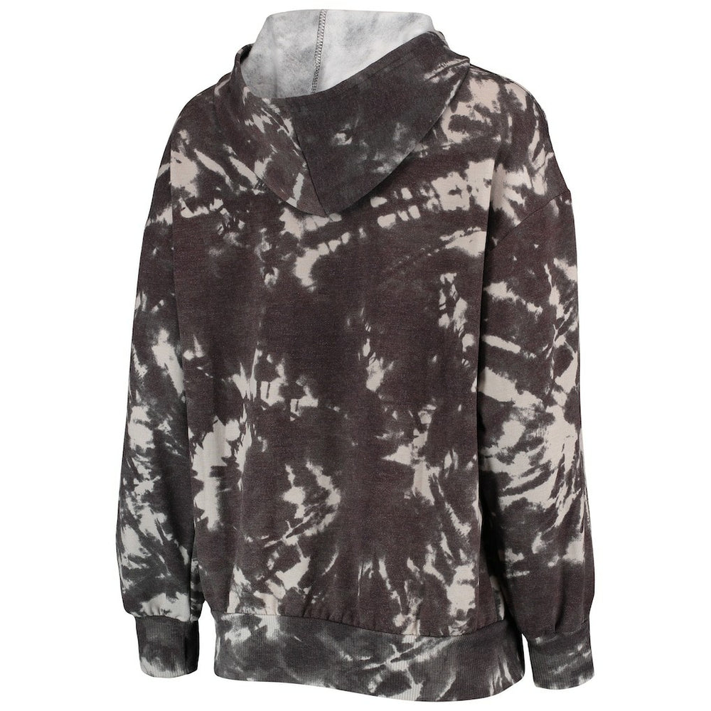 NBA - Golden State Warriors Majestic Threads Women's Burble Tie-Dye Tri-Blend Pullover Hoodie - Black