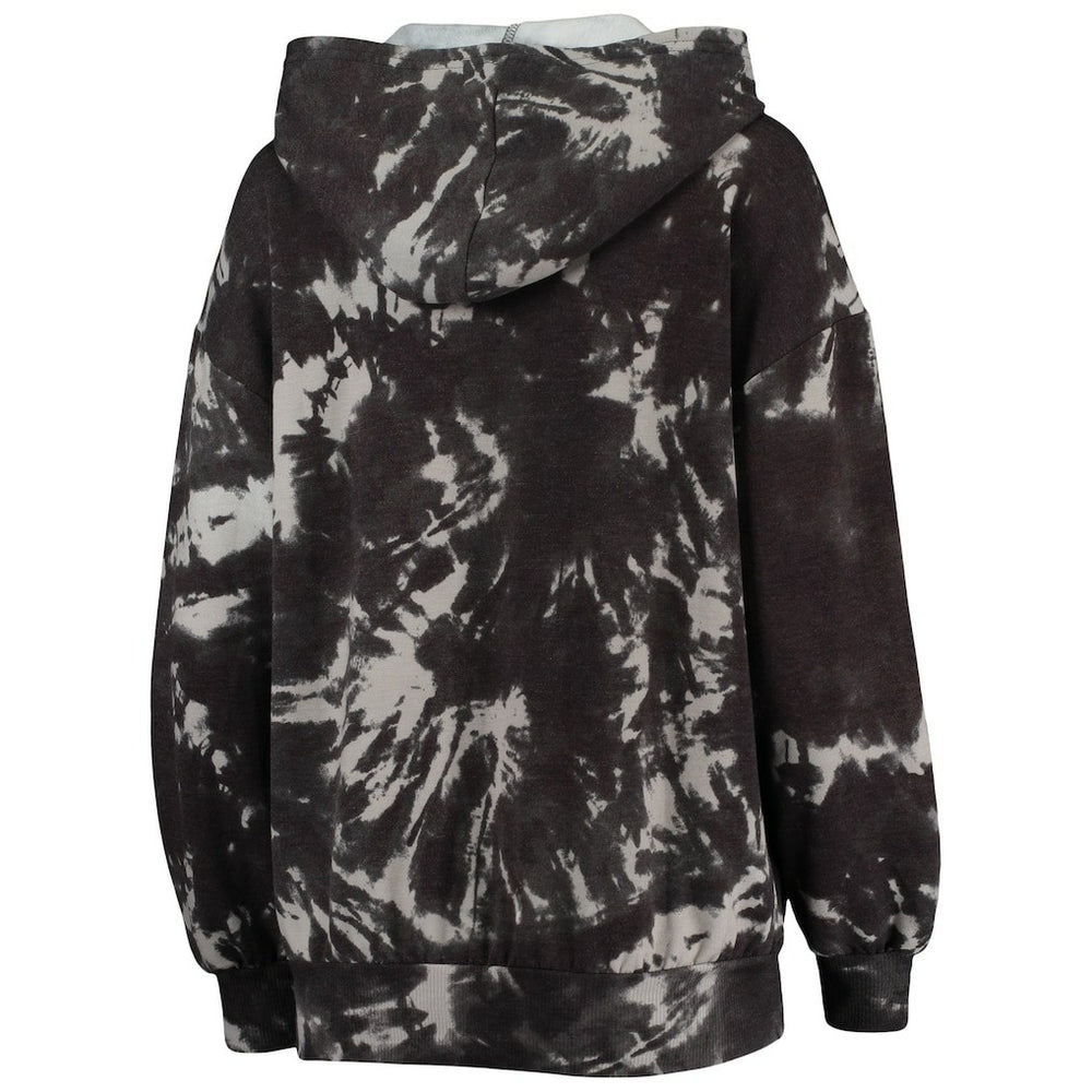 NBA - Brooklyn Nets Majestic Threads Women's Burble Tie-Dye Tri-Blend Pullover Hoodie - Black