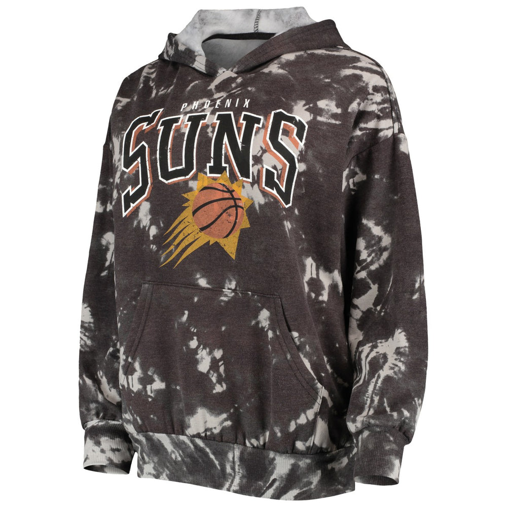 NBA - Phoenix Suns Majestic Threads Women's Burble Tie-Dye Tri-Blend Pullover Hoodie - Black
