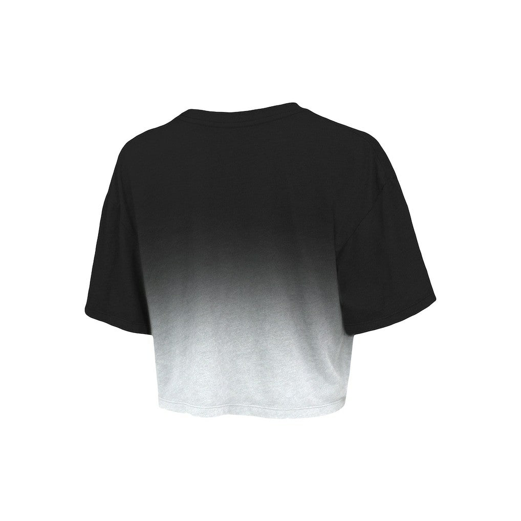 NBA - Brooklyn Nets Majestic Threads Women's Repeat Dip-Dye Cropped T-Shirt - Black/White