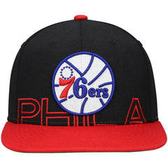 Mitchell & Ness - Philadelphia 76ers Hardwood Classics Low Big Face Snapback Hat - Black/Red
