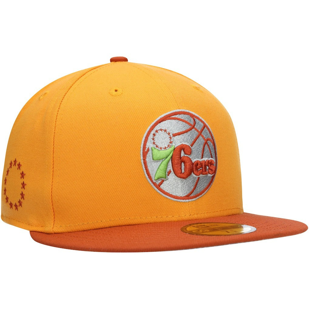 New Era - Philadelphia 76ers 59FIFTY Fitted Hat - Gold/Rust