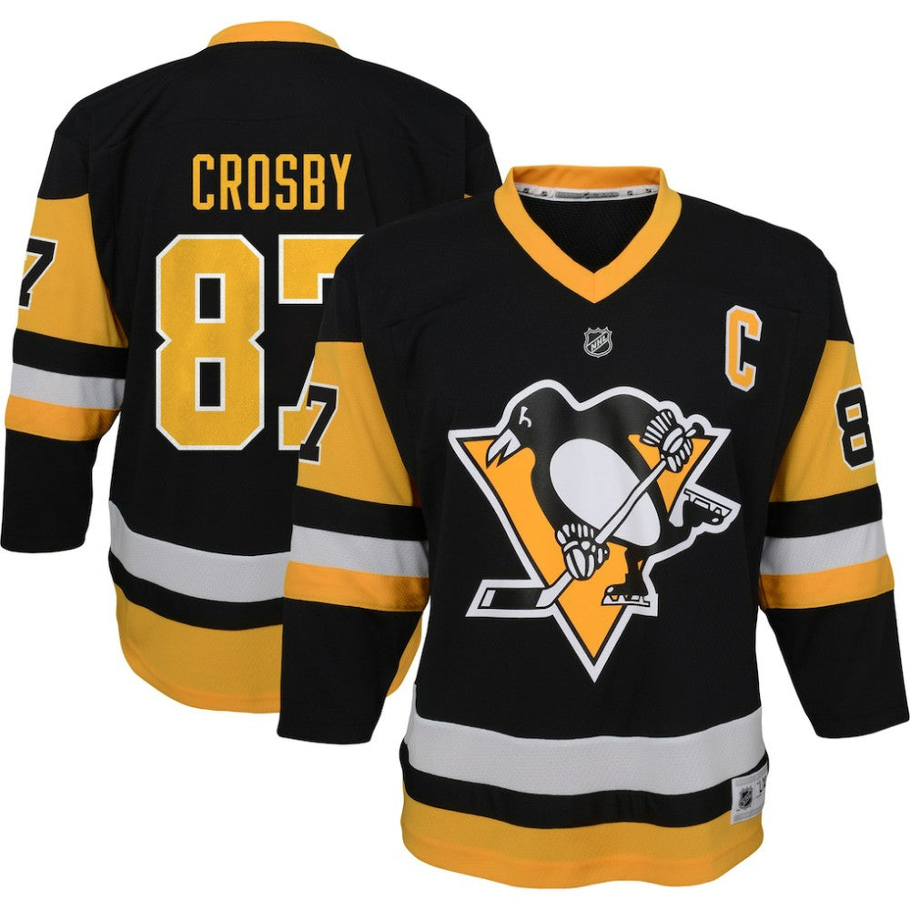Sidney Crosby Pittsburgh Penguins Youth Captain Patch Home Replica Player Jersey - Black | NHL Jerseys