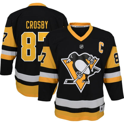 Sidney Crosby Pittsburgh Penguins Youth Captain Patch Home Replica Player Jersey - Black | NHL Jerseys