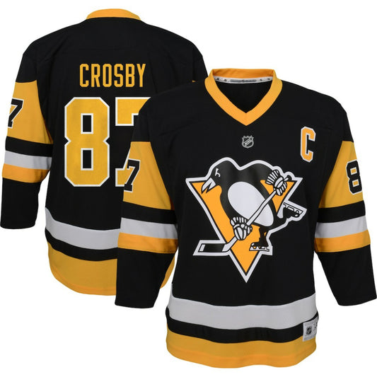 Sidney Crosby Pittsburgh Penguins Youth Captain Patch Home Replica Player Jersey - Black | NHL Jerseys