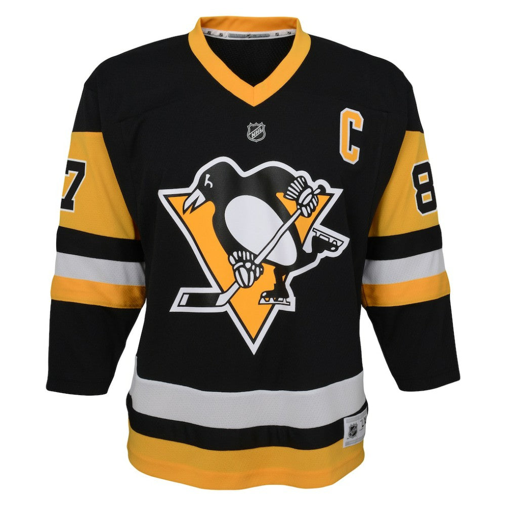 Sidney Crosby Pittsburgh Penguins Youth Captain Patch Home Replica Player Jersey - Black | NHL Jerseys