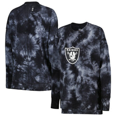 Las Vegas Raiders MSX by Michael Strahan Women's Bailey Tie-Dye Pullover Sweatshirt Black - NFL