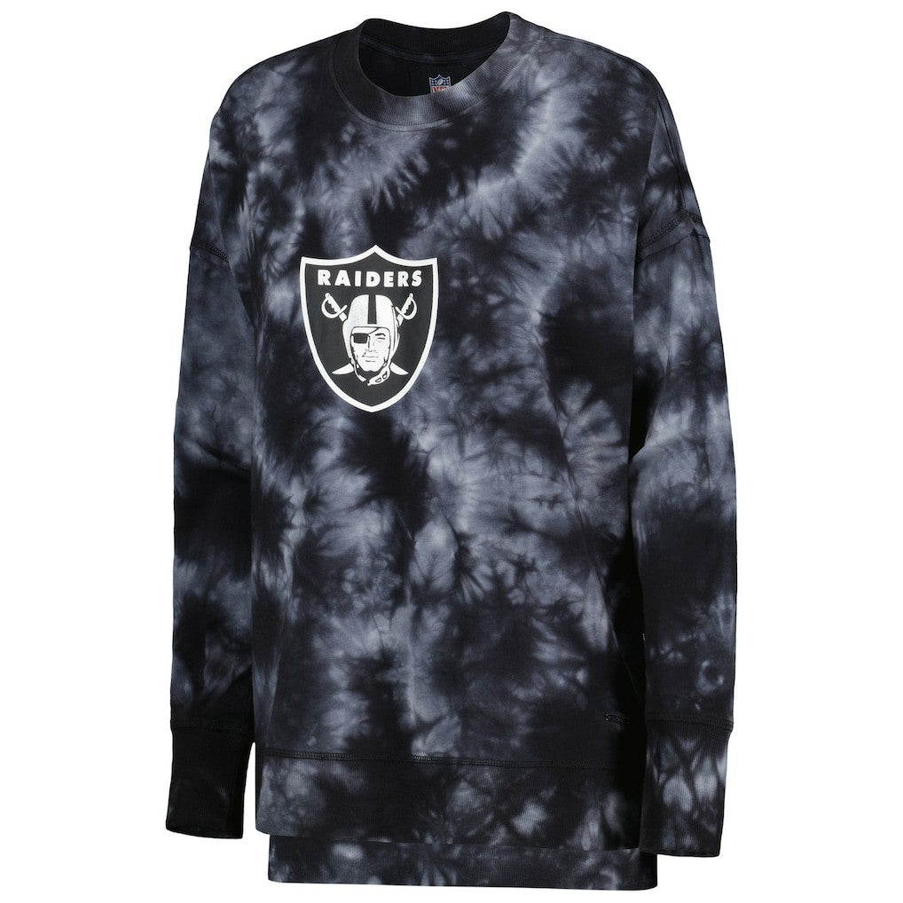 Las Vegas Raiders MSX by Michael Strahan Women's Bailey Tie-Dye Pullover Sweatshirt Black - NFL