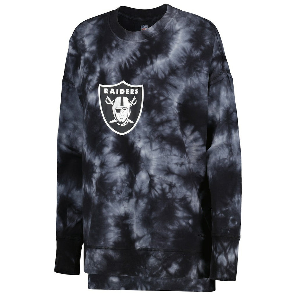Las Vegas Raiders MSX by Michael Strahan Women's Bailey Tie-Dye Pullover Sweatshirt Black - NFL