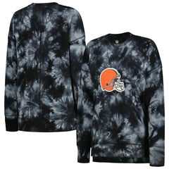 Cleveland Browns MSX by Michael Strahan Women's Bailey Tie-Dye Tri-Blend Pullover Sweatshirt Black - NFL