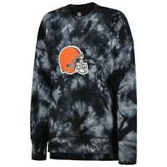 Cleveland Browns MSX by Michael Strahan Women's Bailey Tie-Dye Tri-Blend Pullover Sweatshirt Black - NFL